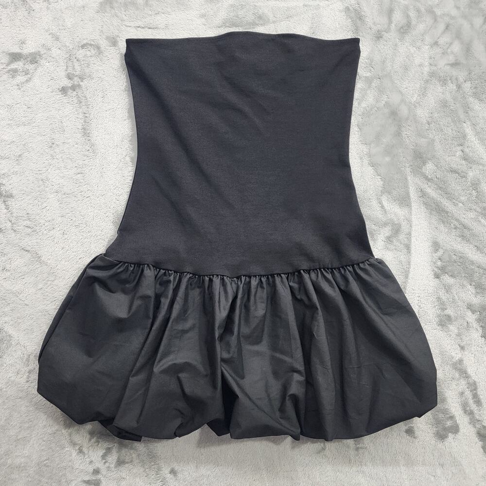Good Luck Gem‎ Dress Womens M Black Strapless Bubble Hem Mini Party Whimsygoth